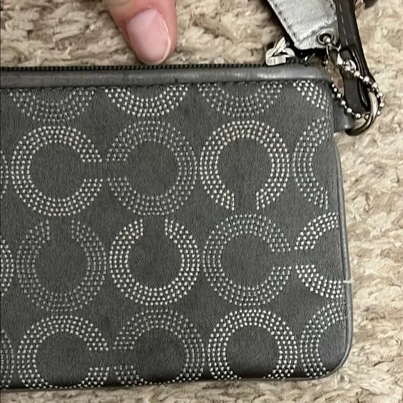 Coach Charcoal Gray Wristlet with Signature C Logo Pattern - Picture 9 of 16